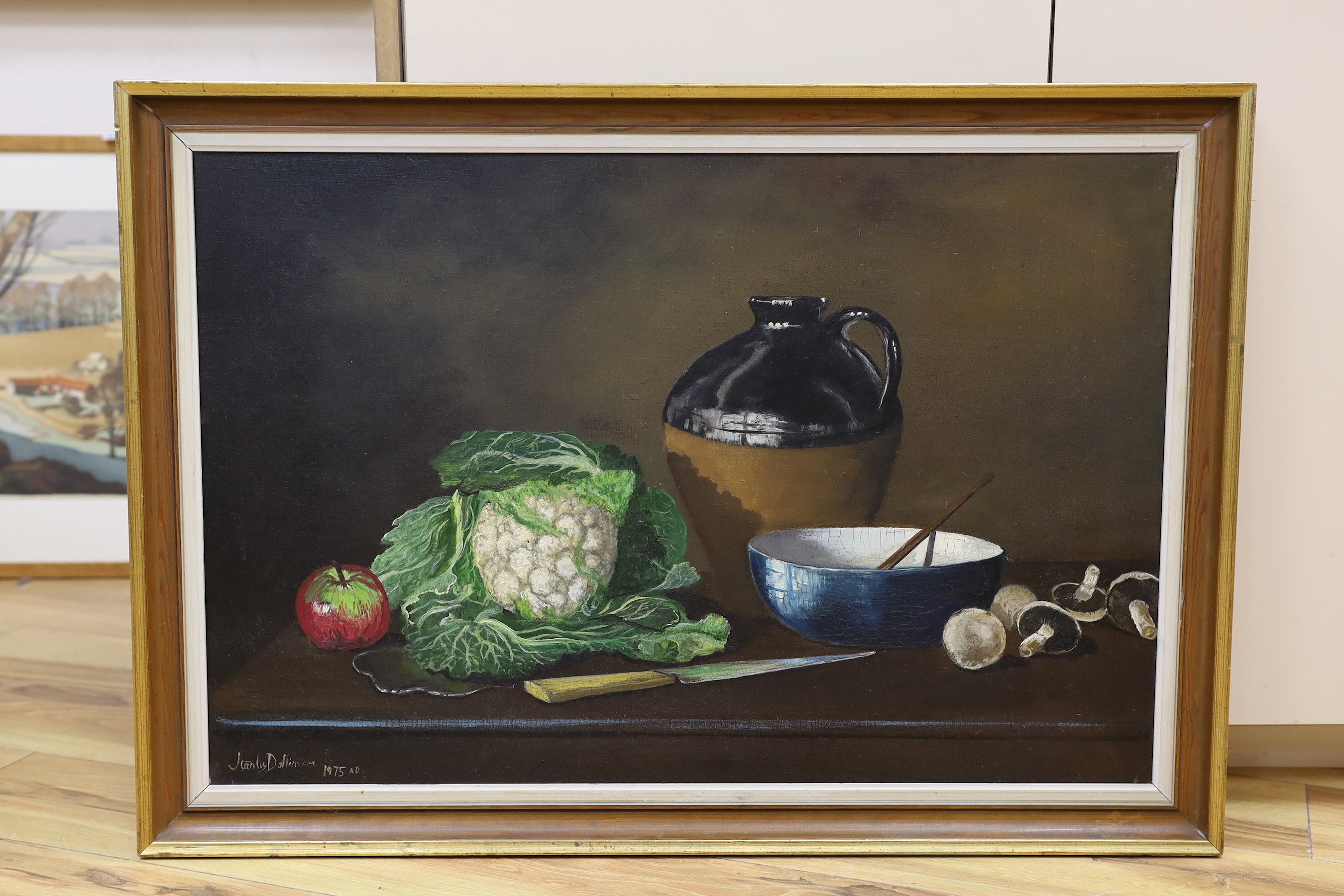 Stanley Dollimore (1915-2001), oil on canvas, Still life of a cauliflower, signed and dated 1975